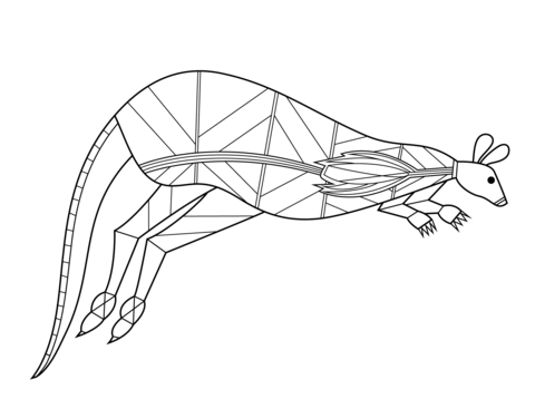 Kangaroo In Aboriginal Style Coloring Page